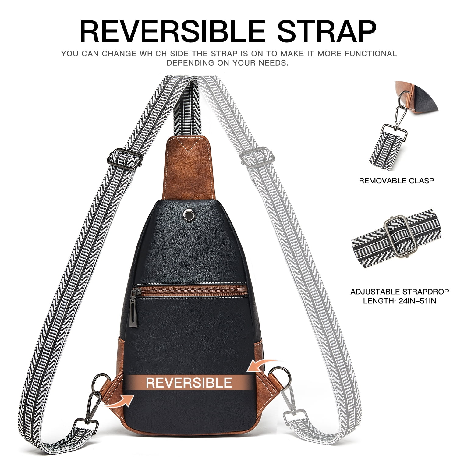 7L Sling Bag for Women & Men, Leather Anti-Theft Crossbody Backpack, Small Daypack Fanny Pack for Travel, Hiking, and Work