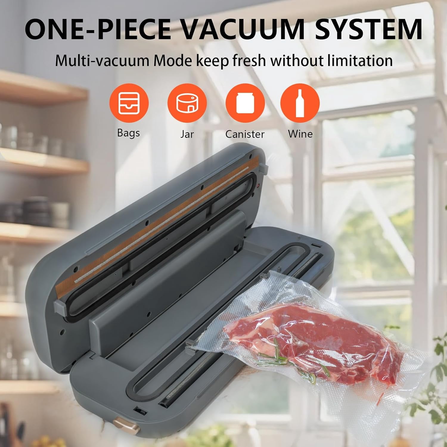 Compact Mini Vacuum Sealer Machine 80KPa Powerful Suction, Automatic Operation for Easy Food Preservation and Storage with 10 Bags (White)