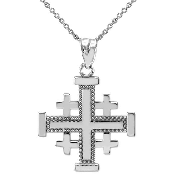 .925 Sterling Silver Jerusalem Cross Beaded Pendant Necklace (Pendant Only)