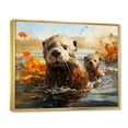 thumbnail image 2 of Designart "The Odyssey of Brown Otters" Animals Floater Framed Wall Art Print, 2 of 7