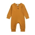 thumbnail image 5 of Jalioing Infant Baby Long Sleeve Romper Solid Color Jumpsuit Comfy Cute Cotton Bodysuit Fall Winter Outfits 0-24 Months, 5 of 8