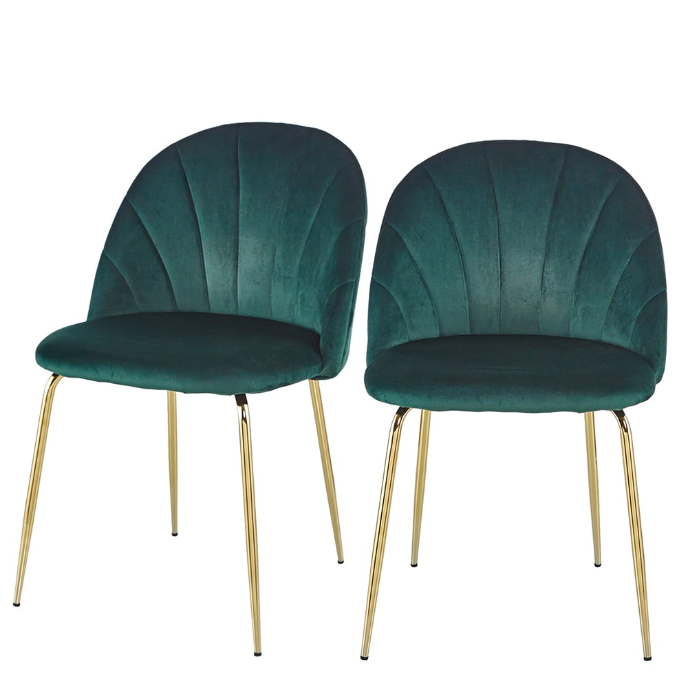 Kepooman Modern Green Dining Chairs Set of 2, Chic Velvet Chairs with Golden Metal Legs and Padded Seat&Back at Home, Leisure Side Chairs for Makeup/Bedroom/Kitchen/Living Room/Cafe Kepooman Modern Green Dining Chairs Set of 2, Chic Velvet Chairs with Golden Metal Legs and Padded Seat&Back at Home, Leisure Side Chairs for Makeup/Bedroom/Kitchen/Living Room/Cafe