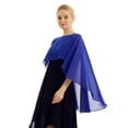 thumbnail image 4 of TiaoBug Women Chiffon Wedding Dress Capes High Low Shawl Bridal Bolero Shrug Lightweight Capelet Blue One Size, 4 of 7