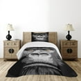 thumbnail image 4 of Ambesonne Modern Quilted Bedspread Set 2 Pcs, Wild Gorilla Orange Eyes, Twin Size, Grey Marigold, 4 of 5