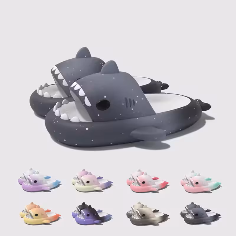 thumbnail image 5 of Zapatillas antideslizantes de tiburón para hombre y mujer, sandalias suaves con punta abierta, secado rápido, cielo estrellado, Nube, 5 of 8