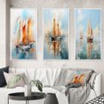 thumbnail image 1 of Designart "Watercolor Sails Sailboat" Nautical & Beach Framed Wall Art Set Of 3 - Multi-Color Boat Sailing Frame Gallery Set For Office Decor, 1 of 6