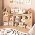thumbnail image 3 of Castle Shape Children's Bookshelf, Kids Bookcase Display Case Kids Toy Storage Organizer Multifunctional Storage Cabinet Bookshelf Suitable for Playroom, Children's Room, Living Room, Oak, 3 of 7