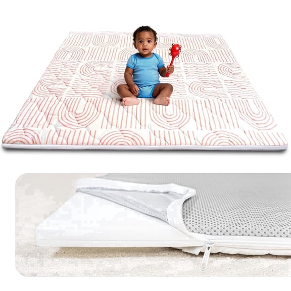 Zenkitch Baby Play Mat,Removable Washable Cover,50" × 50" ,Soft and Non-Slip for Infants and Toddlers, Suitable for Playpen and Floors