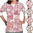thumbnail image 5 of Xfvqtps Valentine's Day Scrub Tops for Women Comfortable Lightweight Medical Nursing Uniform Short Sleeved V-neck Working Uniform With Pocket Pink, 5 of 5