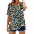 thumbnail image 2 of Jjayotai Women's Short Sleeve V-Neck T-Shirt, Casual Summer Athletic Top, T Shirts for Women, Lightweight Tops & Blouses, Button Down Shirts for Women Multicolor^21 S, 2 of 5