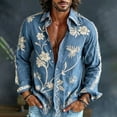 thumbnail image 2 of Men's 70s Retro Floral Long Sleeve Shirt Bohemian Loose Casual Hippie Top Vacation Holiday Travel Blouse, 2 of 5