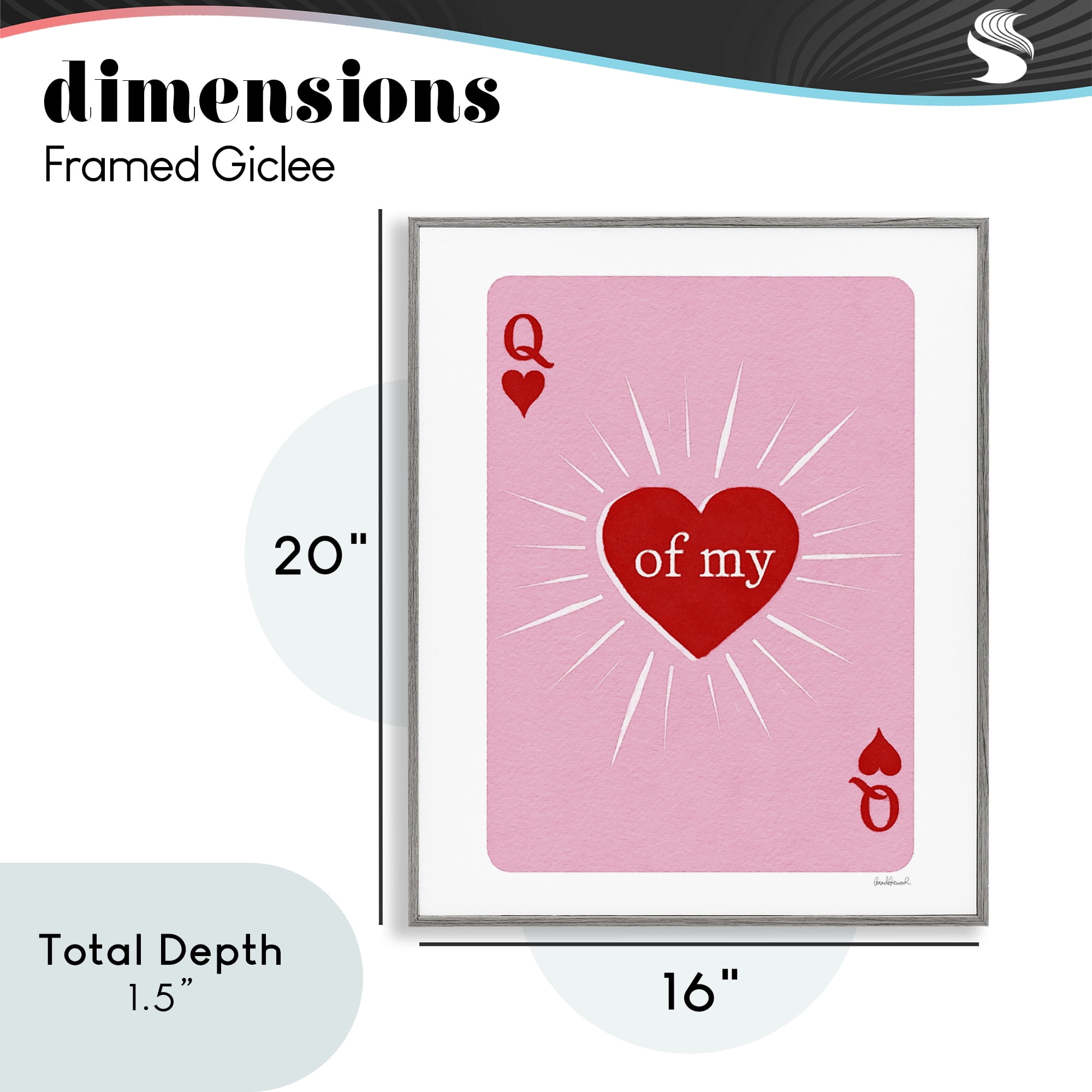 Queen Of My Heart Card Gray Framed Giclee Art, design by Amanda Greenwood