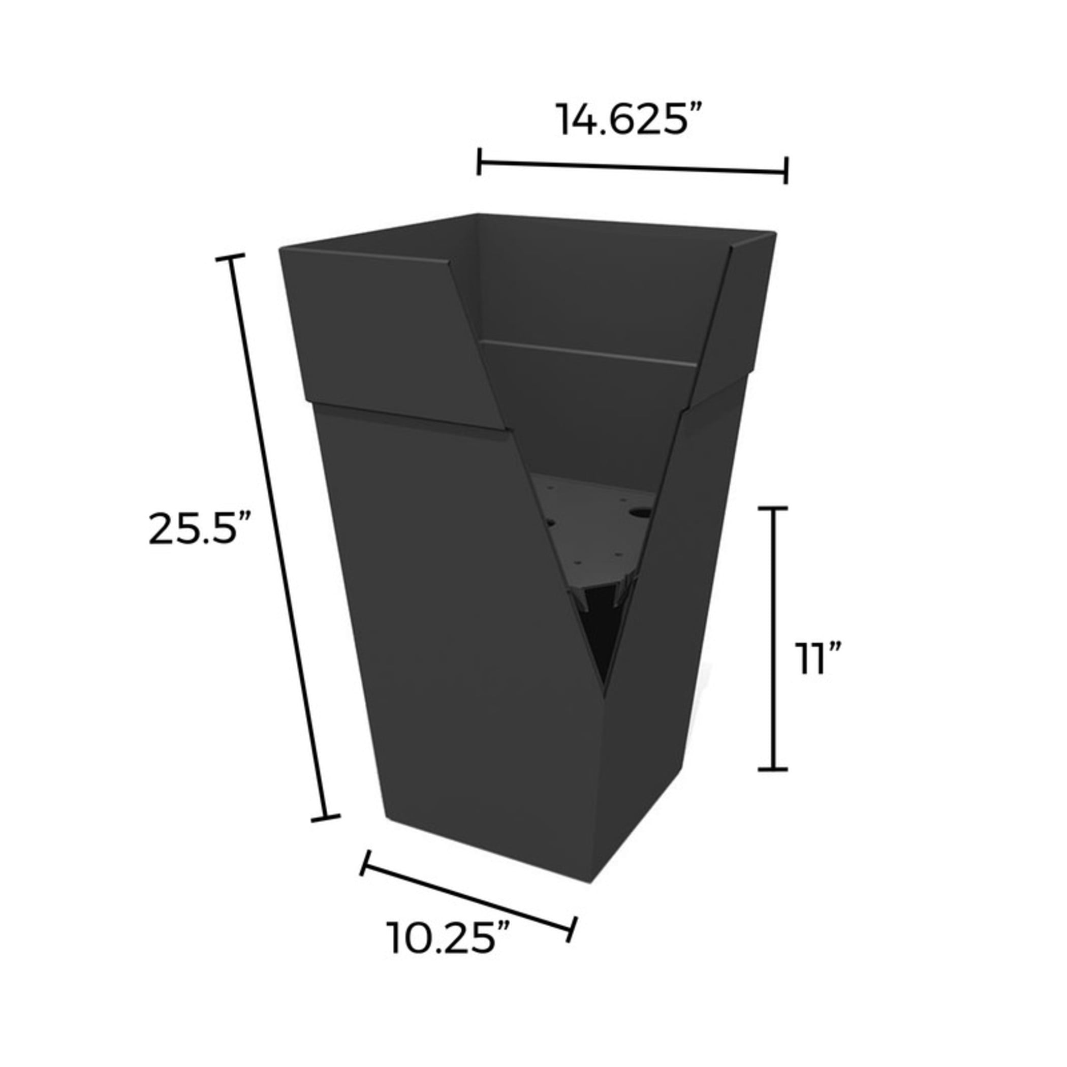 Bloem Finley 25" Tall Tapered Recycled Plastic Planter, Indoor/Outdoor, Black
