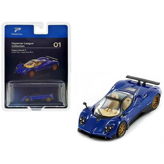 Pagani Zonda F Argentina Blue Metallic "Hypercar League Collection" 1/64 Diecast Model Car by PosterCars