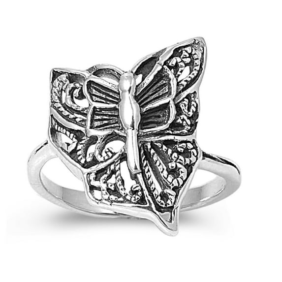 925 Sterling Silver Butterfly of a Distant Day Ring Size 6