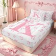 thumbnail image 2 of Erosebridal Modern Letter K Zipper Full Size Comforter Sets with Fitted Sheet and 2 Pillowcases,Satin Bow Decor Zipper Bedding Set,Pink White,4pcs,Pink Reversible, 2 of 6