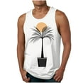 thumbnail image 2 of VBTAPA Beach Tank Tops Mens Sleeveless Palm Tree Graphic Tees Muscle Workout Tanks Summer Vacation Shirt White XXL, 2 of 4