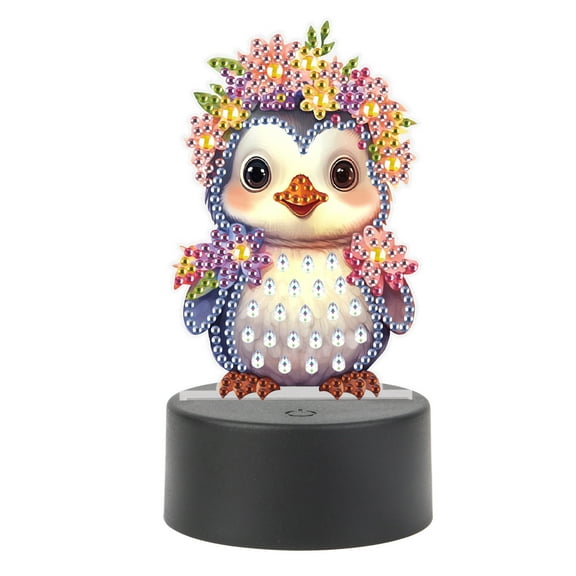 5D DIY Diamond Painting LED Light Kit Flower Penguin Personalised Decorative Night Light Suitable for Home Decor and Gift Ideas