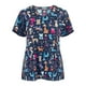 thumbnail image 4 of Blusa médica con cuello en V, cómoda y con estampado de animales lindos, ropa de trabajo multiusos para enfermeras Perro azul marino, 4 of 9