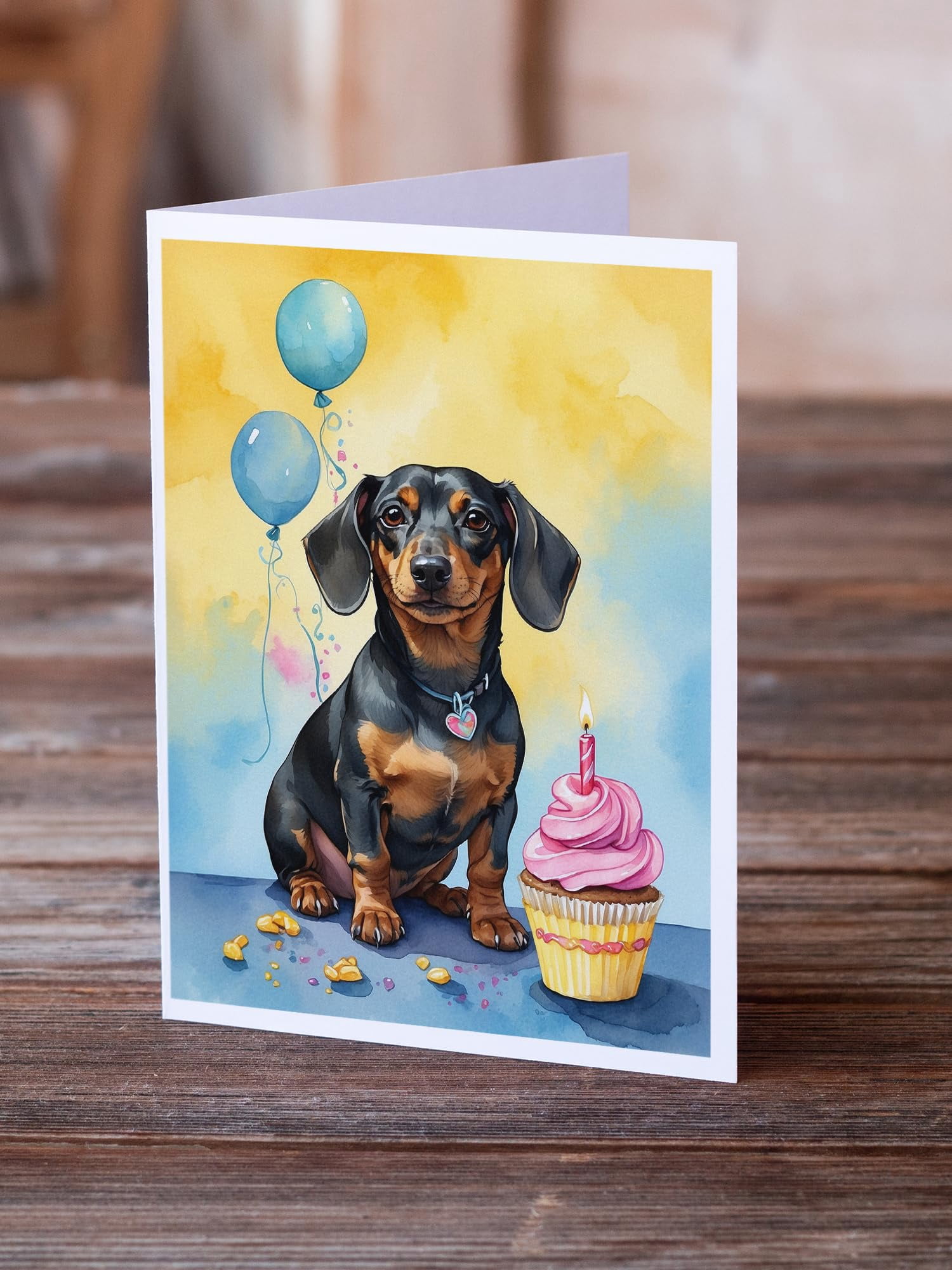 Carolines Treasures DAC7943GCA7P 5 x 7 in. Dachshund Happy Birthday Greeting Cards - Pack of 8