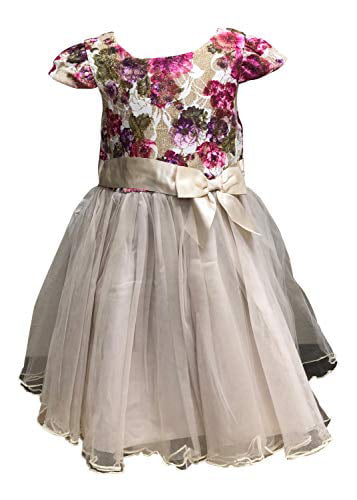 Girl Toddler Bonnie Jean Dress Patchwork Chiffon Print  Lace Sizes 12M 18M 24M 