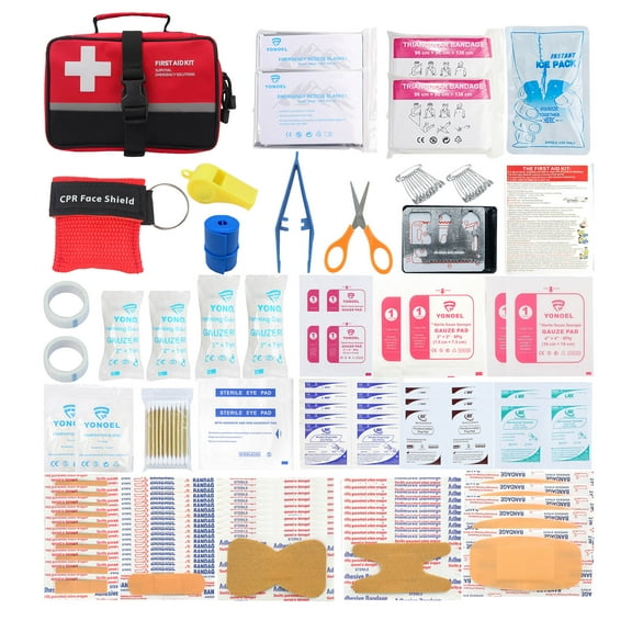 170 Pcs Small Travel First Aid Kit Treat and Protect Most Injuries, Survival Emergency Rescue At Home, Office ,Outdoors, Car, Truck, Camping, Workplace, Traveling , Hiking , Camping , Boating.. .