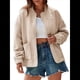 thumbnail image 3 of Chaquetas para Mujer, Moda de Otoño, Bonitos Abrigos de Jacquard, Chaquetas con Cremallera, Elegantes e Informales. Albaricoque M, 3 of 9