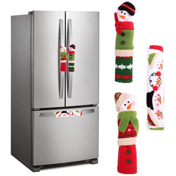 3 Piece Set Christmas Snowman Refrigerator Door Handle Covers Appliance Handle Covers Christmas Decorations Fits Standard Size Kitchen Refrigerator Microwave Oven Or Dishwasher
