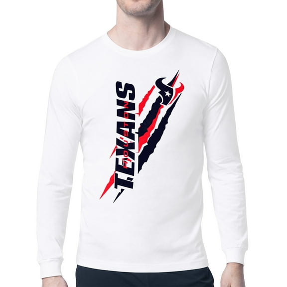 Men's Starter  White Houston Texans Color Scratch Long Sleeve T-Shirt