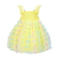 thumbnail image 2 of LYHaoo Girls Sparkly Dress Fairy Sleeveless Party Tutu With Star Sequins And Bow，Girls Casual Dresses Sizes 5-6 Years Yellow, 2 of 7