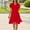 Red, variant on LADIGASU Women Sexy Elegant Solid Color V-Neck Waist Irregular Split Short Ruffle Sleeve Dress