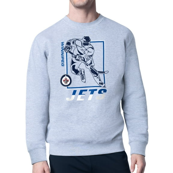 Men's Starter Heather Gray Winnipeg Jets Player Grid Fleece Pullover Sweatshirt