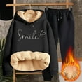thumbnail image 2 of WEIYLL Womens Outfit Sets Winter Thickened Solid Color Cardigan Hooded Jacket Pants Two Piece Black Fall Outfit Suit ,size XL, 2 of 8