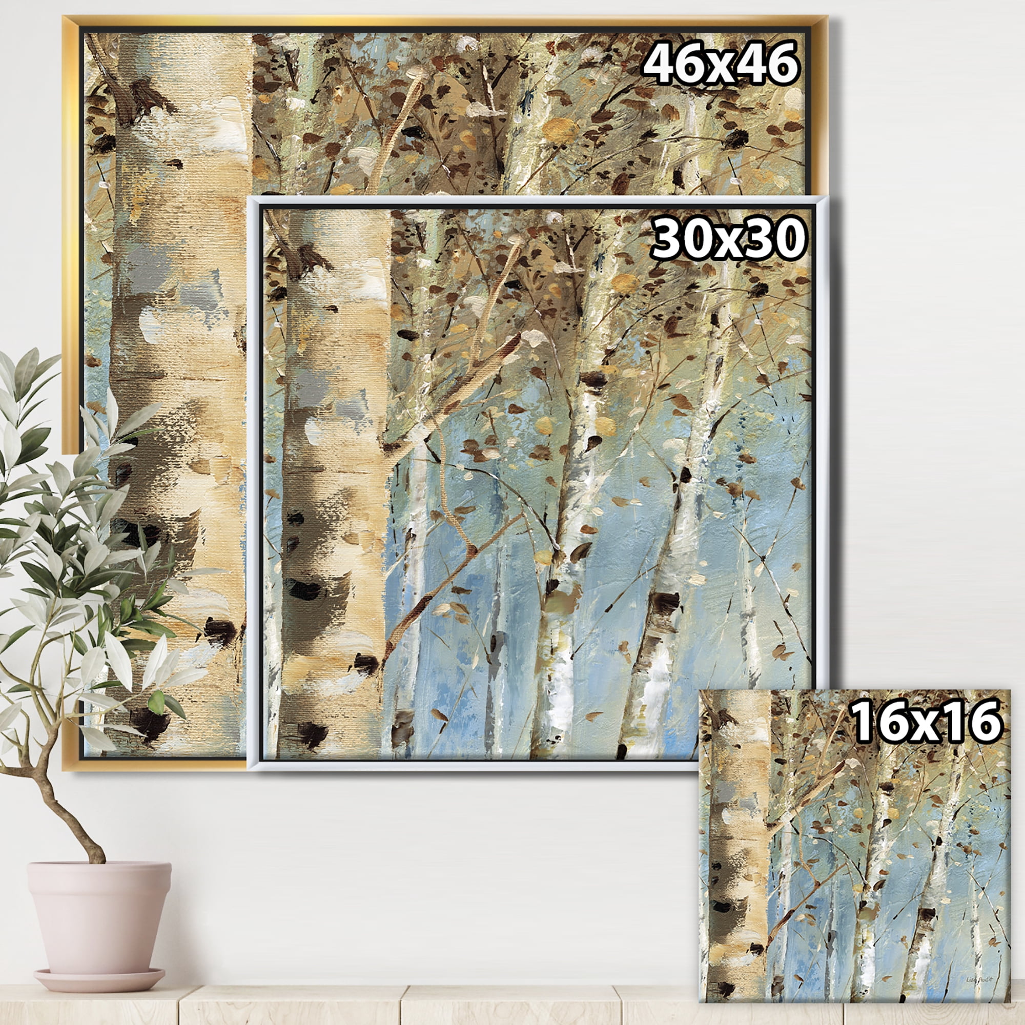 Designart ' White Birch Forest I ' Modern Farmhouse Framed Canvas