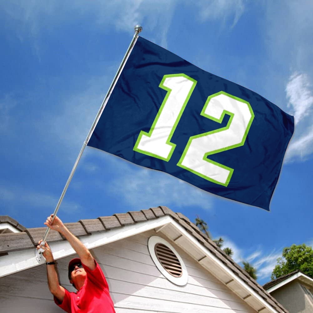 Dutern Double Sided 12th Man Blue Flag Banner 3 Ply with Brass Grommets 3x5 Feet
