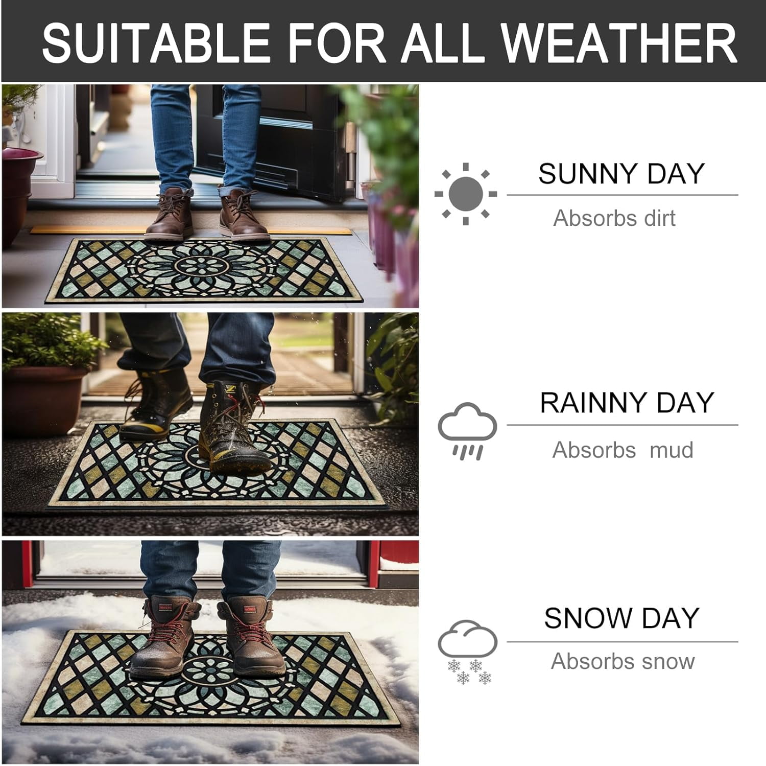 Door Mat Welcome Mat 24 x 36 Inch Front Door Mat Outdoors for Home Entrance Outdoors Mat for Outside Entry Way Doormat Entry Rugs, Heavy Duty Non Slip Rubber Back Low Profile, Dragonfly