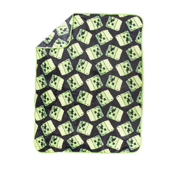 Minecraft Fuzzy Creeper Kids Silk Touch Fleece Throw, 100% Polyester