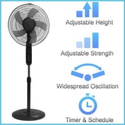 Technical Pro WIFI Enabled 16 Inch Standing Fan with Oscillating Feature, Voice Control and Smart Home App (Black)