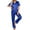 Blue, variant on DAKIMOE Silk Satin Pajamas Set for Women Two-Piece Short Sleeve Shirt with Long Pajama Pant Set Soft Button Down Loungewear Nightwear Pjs Sleepwear for Women