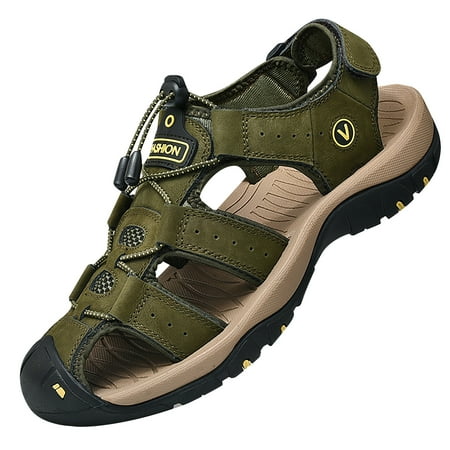 

Rdeuod Mens Sandals Outdoor Leather Non-Slip Anti-Kick and Anti-Collision Beach Sandals