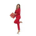 thumbnail image 4 of ANLIQI Women's 100% Cotton Long Sleeve Pajama Sets Button Down Notched Collar Sleepwear Soft Lounge Pjs with Pockets (Cherry,M), 4 of 6