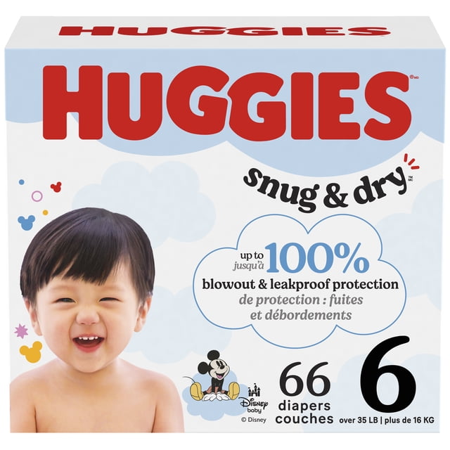 Huggies Snug & Dry Baby Diapers, Size 6 (35+ lbs), 66 Count