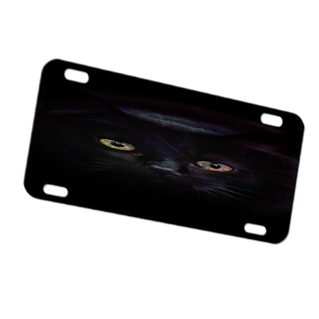 KuzmarK Automobile Car Tag License Plate - Black Cat Painting Eyes