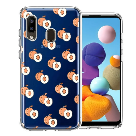 MUNDAZE For Samsung Galaxy A20 Polka Dot Peaches Design Double Layer Phone Case Cover