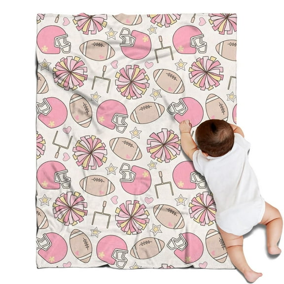 Pink Football Blanket,Comfortable Soft Lamb Wool Throw Blanket,All Season,Warm Lightweight Blankets for Sofa Bed Couch Living Room Chair,30"x40"