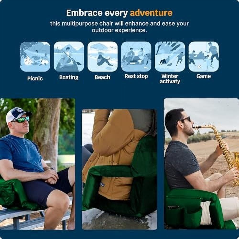 Reclining Stadium Seats for Bleachers with Back Support  Wide Bleacher Chair Cushion, Armrests, Large Pockets, and Multiple Safety Features  Best Stadium Seat Chairs for Camping, Kayak Backs & More