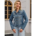 thumbnail image 7 of DARING DIVA Women's Classic Washed Long Sleeve Denim Jackets With Pockets S Grey Blue, 7 of 7