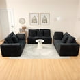 thumbnail image 6 of 135.5-inch U-Shaped Sectional Sofa, 6-Seater Boneless Couch with Reversible Chaise, Modular Design, Black Striped Corduroy – Customizable Living Room or Bedroom Couch, 6 of 9