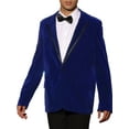 thumbnail image 4 of INSPIRE CHIC Velvet Blazer for Men's Slim Fit Single Breasted Notched Lapel Sports Coats Royal Blue M, 4 of 5
