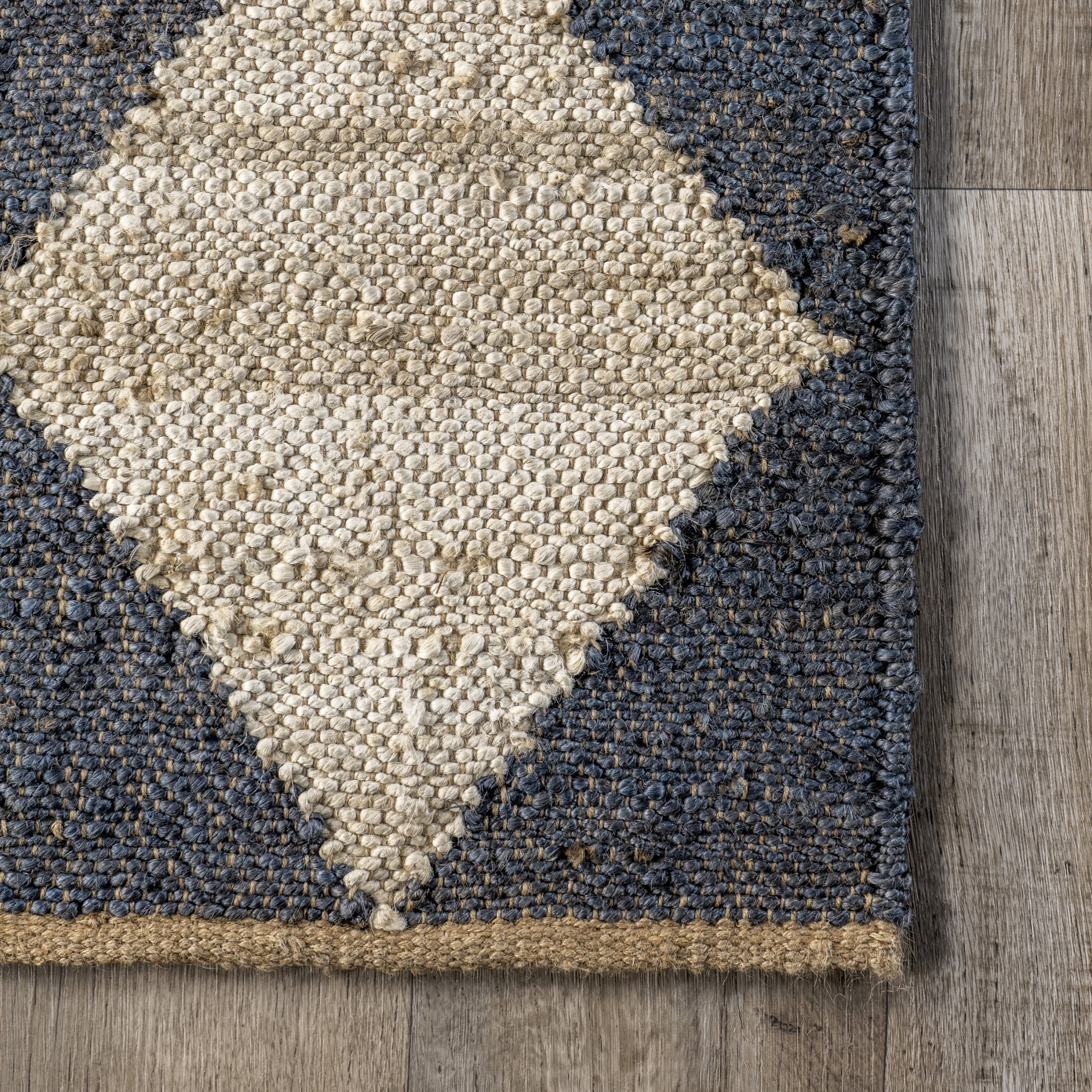 Rugs USA Louie Diamond Checkerboard Jute Area Rug, 5' x 8', Maxwelle Charcoal